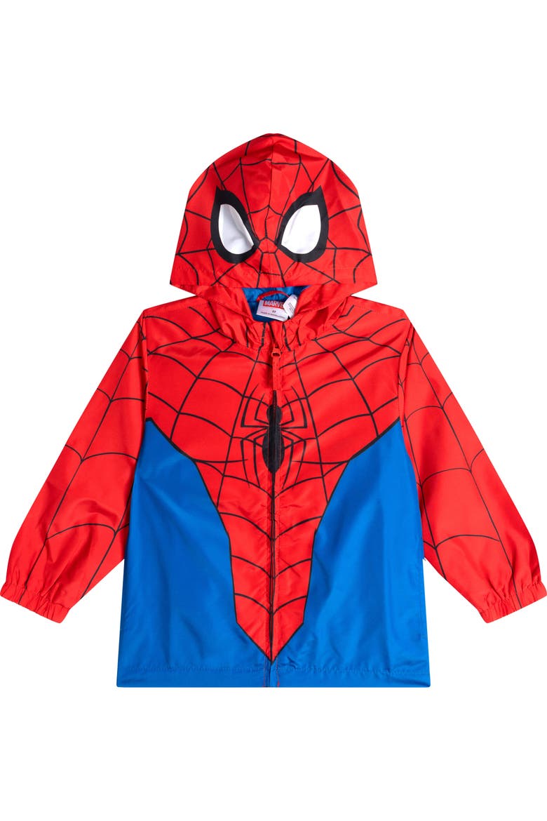 Spider-Man Hooded Windbreaker, Main, color, Spider Man Red Blue
