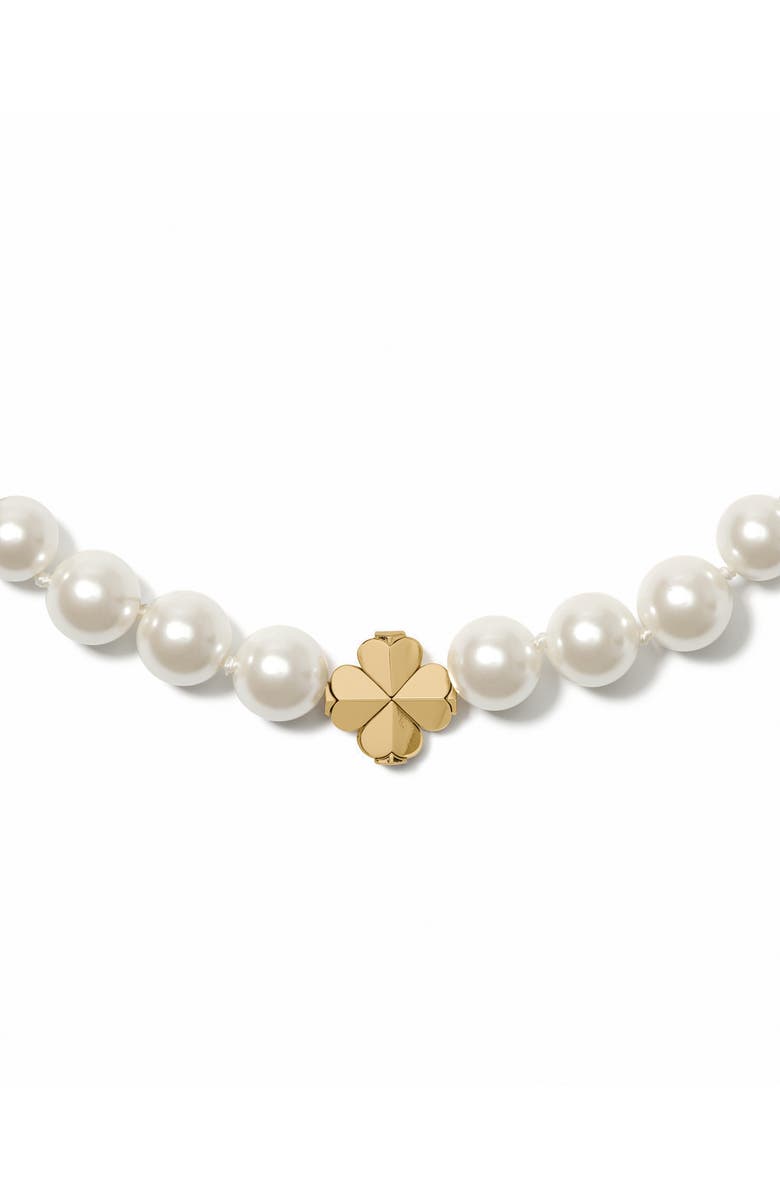 Kate Spade New York spade flower faux pearl short necklace, Alternate, color, White Gold.