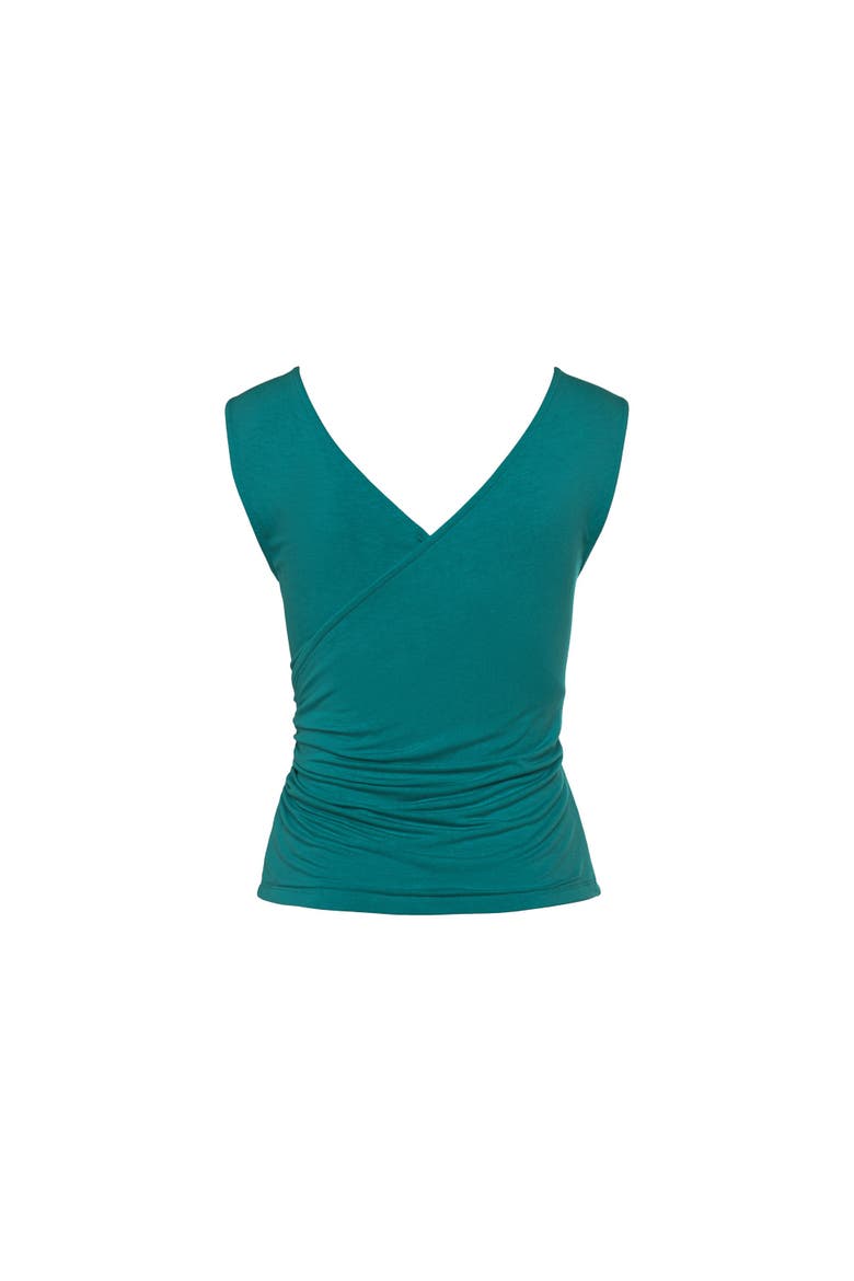 Wrap Look Sleeveless Top, Alternate, color, Teal