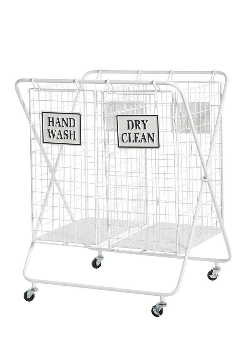 Clean Line N Rack SONOMA SAGE HOME Large White Metal Double Laundry Basket with Wheels ...