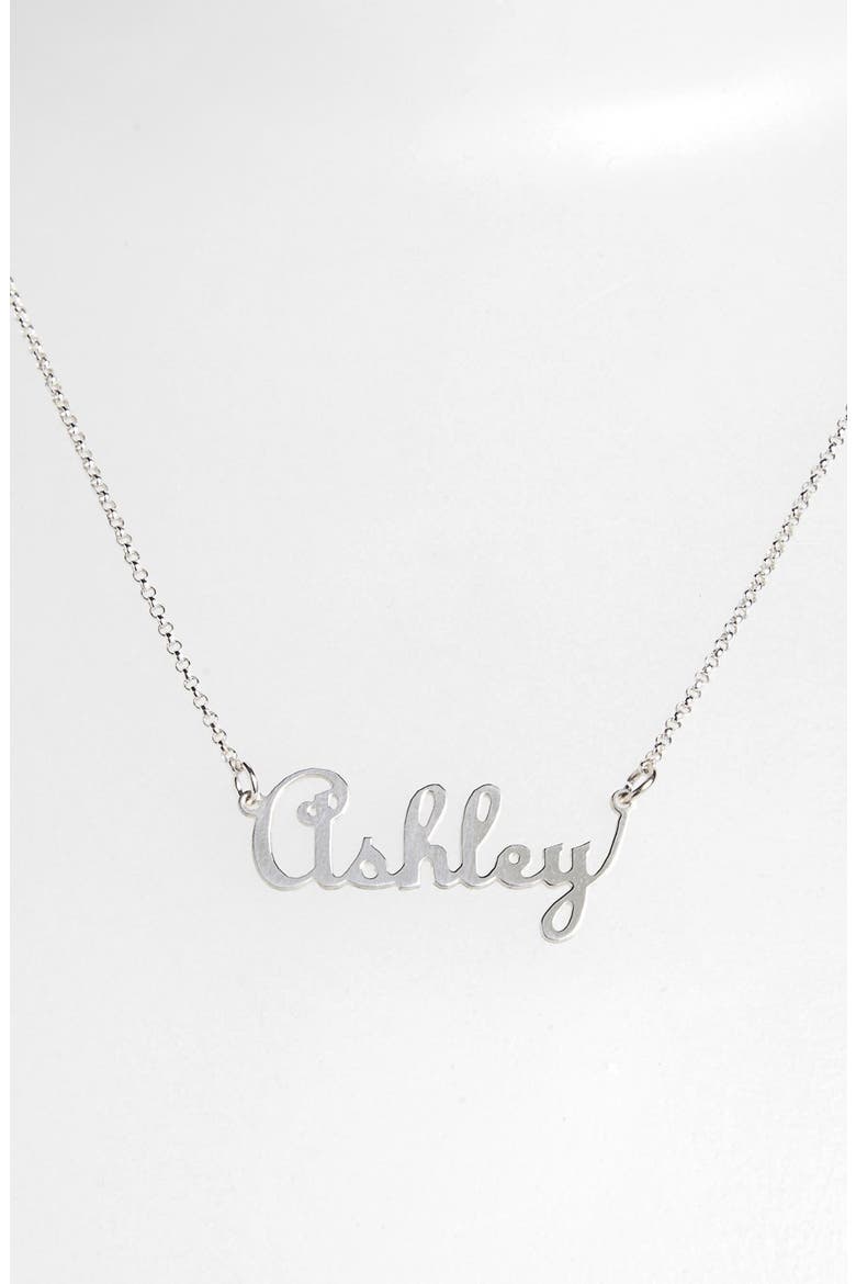 Argento Vivo Personalized Script Name with Heart Necklace, Main, color, SILVER