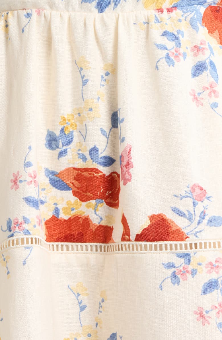 Reformation Everett Floral Print Linen Dress, Alternate, color, Soprano