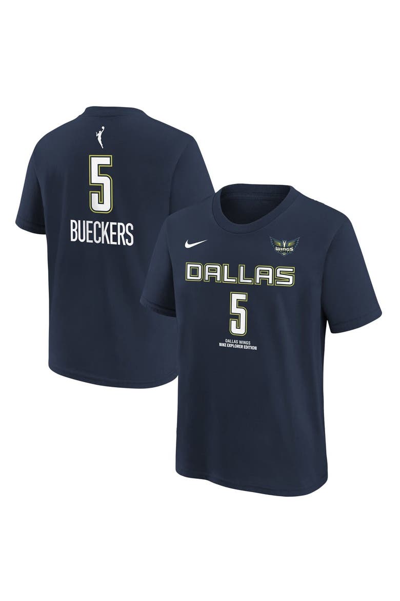 Youth Nike Paige Bueckers Navy Dallas Wings 2025 WNBA Draft Explorer Edition Name & Number T-Shirt, Main, color, Navy