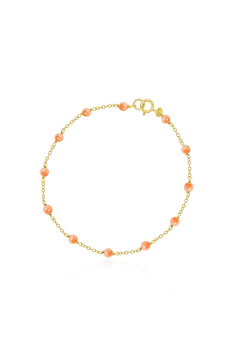 The Lovery Fine Jewelry Pink Coral Bead Chain Bracelet, Main, color, Pink Coral