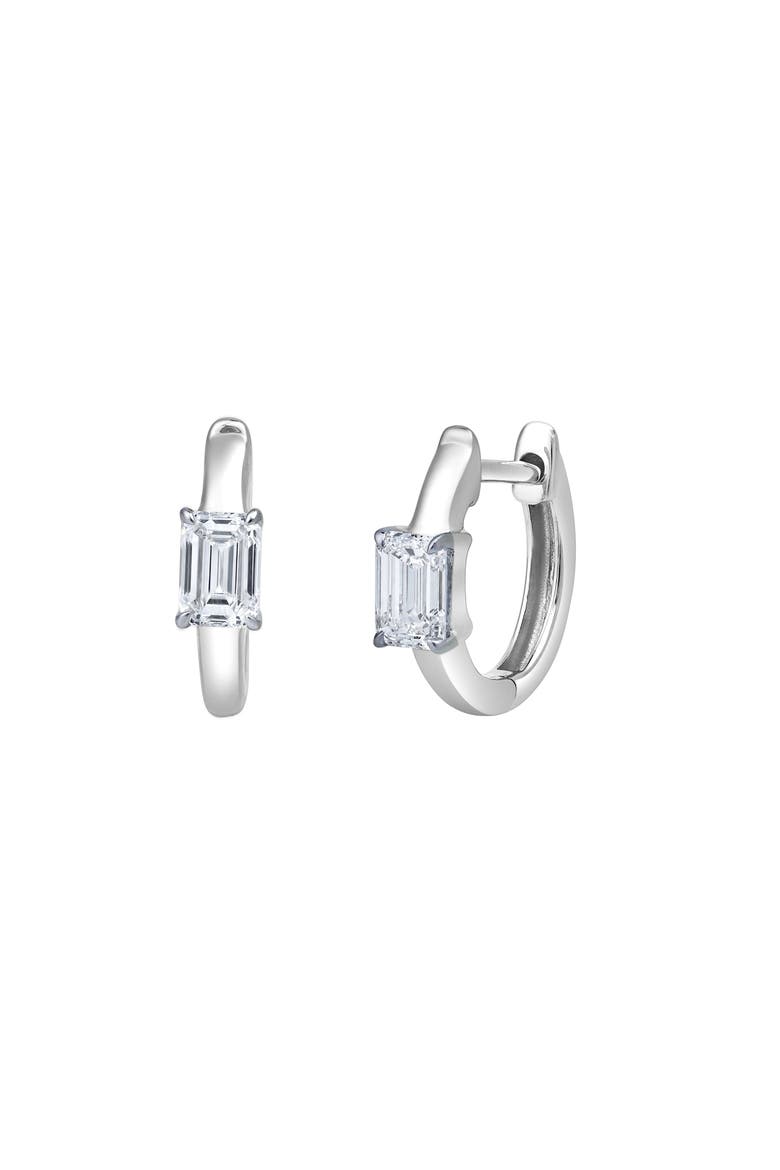 Emerald Elegance 14K Gold Lab Grown Diamond Huggies - 0.75 ct, Alternate, color, 14K White Gold