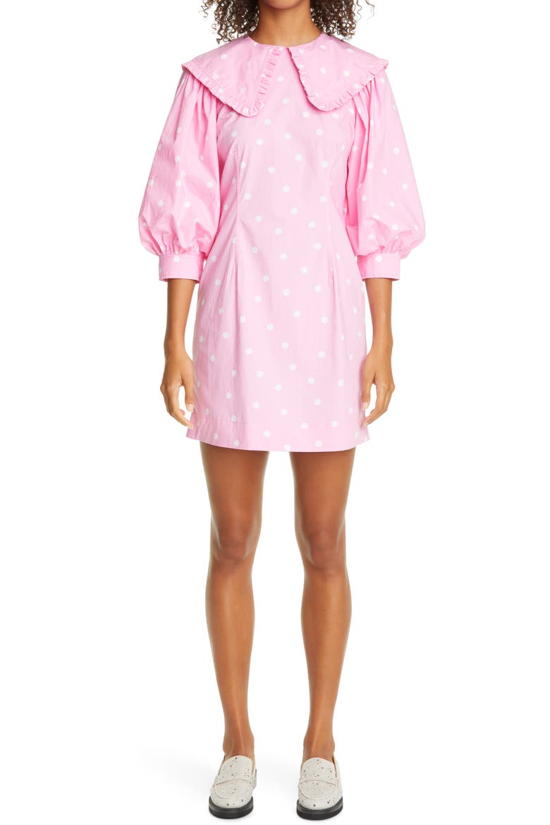 Polka Dot Print Organic Cotton Dress (Nordstrom Exclusive), Main, color, CHERRY BLOSSOM