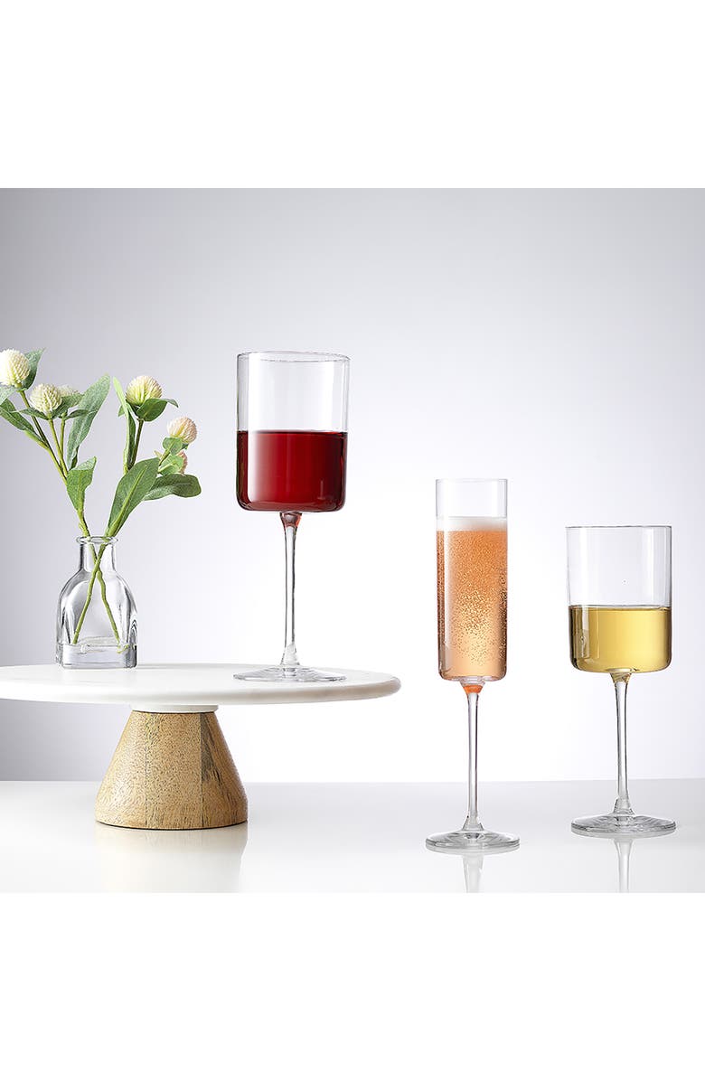 JoyJolt Claire Crystal Cylinder Red Wine Glass - Set of 4, Alternate, color, Clear