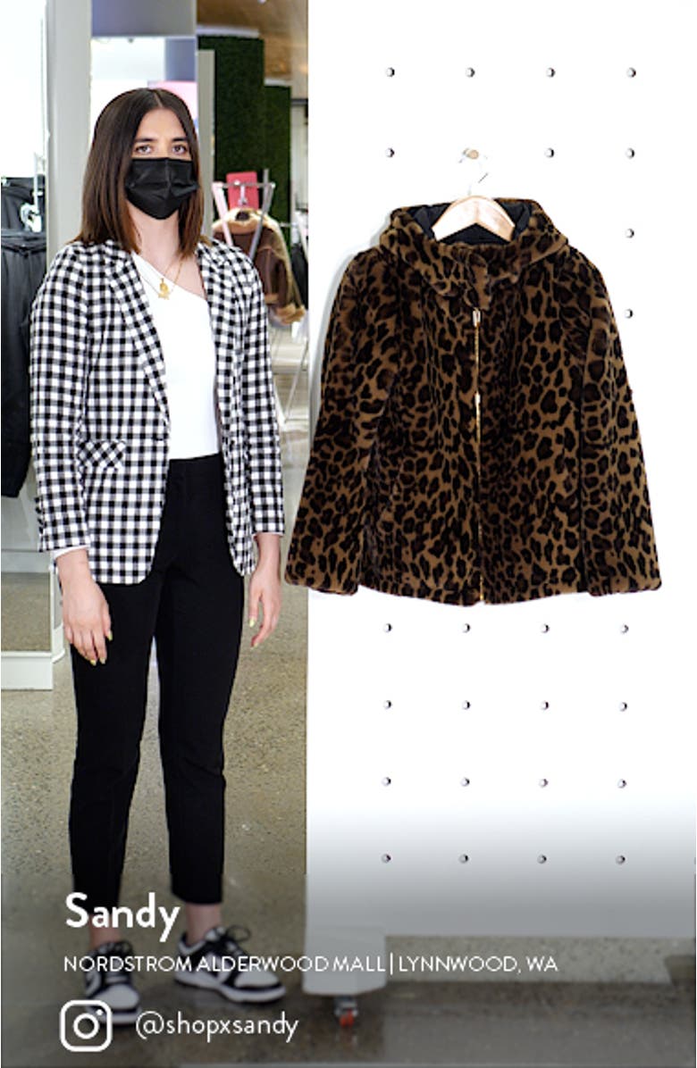 Leopard Print Hooded Reversible Faux Fur Jacket, sales video thumbnail