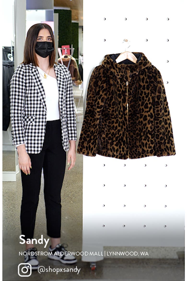 Leopard Print Hooded Reversible Faux Fur Jacket video