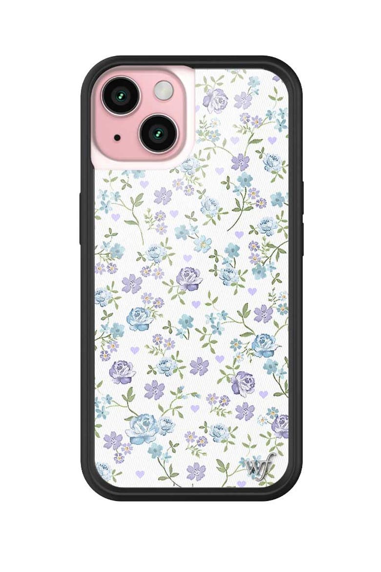 Lilac & Blue Floral iPhone Case, Alternate, color, White