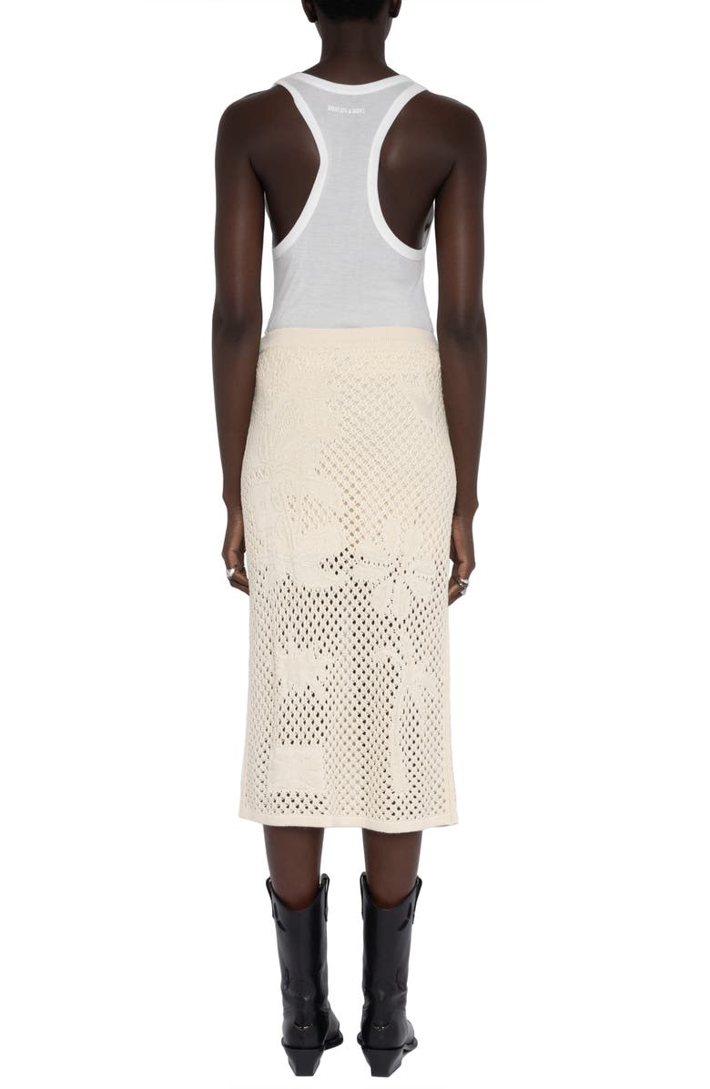 Zadig & Voltaire Soly Colin Linen & Cotton Jacquard Mesh Sweater Skirt, Alternate, color, Ecru