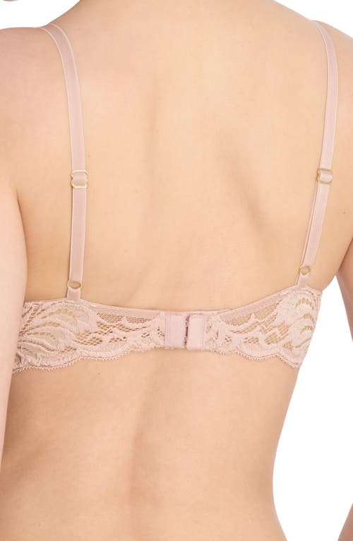 Natori Feathers Contour Plunge Bra In Rose Beige Lace/pink Pearl