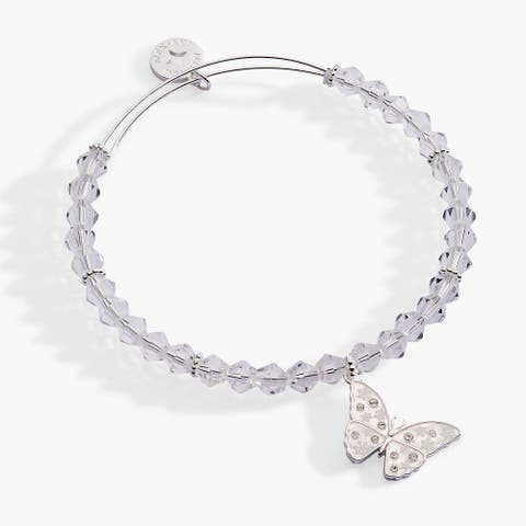 Glass Butterfly Beaded Charm Bangle