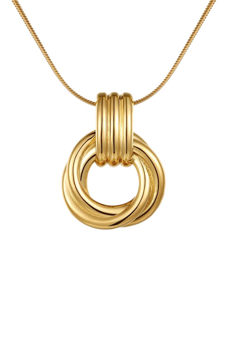 Mantra Triple Knot Pendant Necklace, Main, color, Gold