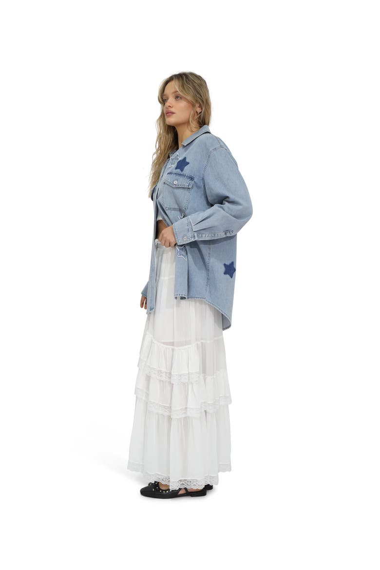 Stargazer Patch Detail Denim Shirt, Alternate, color, Blue