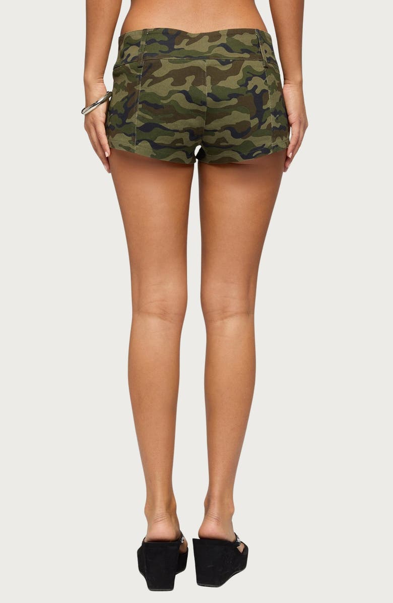 EDIKTED Camo Crazy Stretch Micro Shorts, Alternate, color, 
