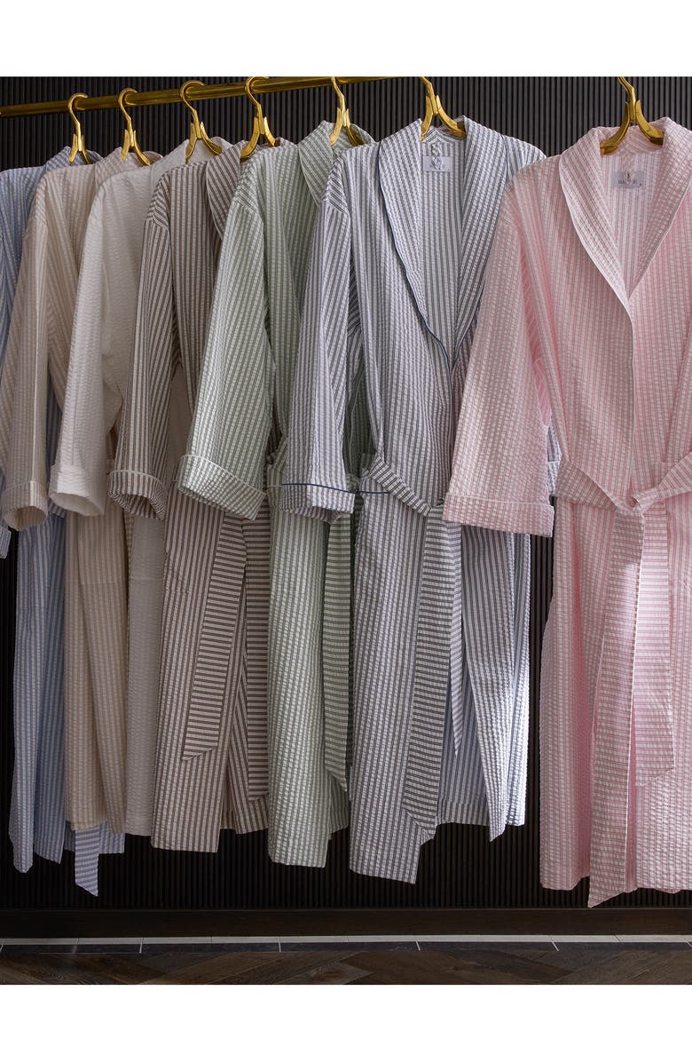Matouk Matteo Stripe Robe, Alternate, color, White