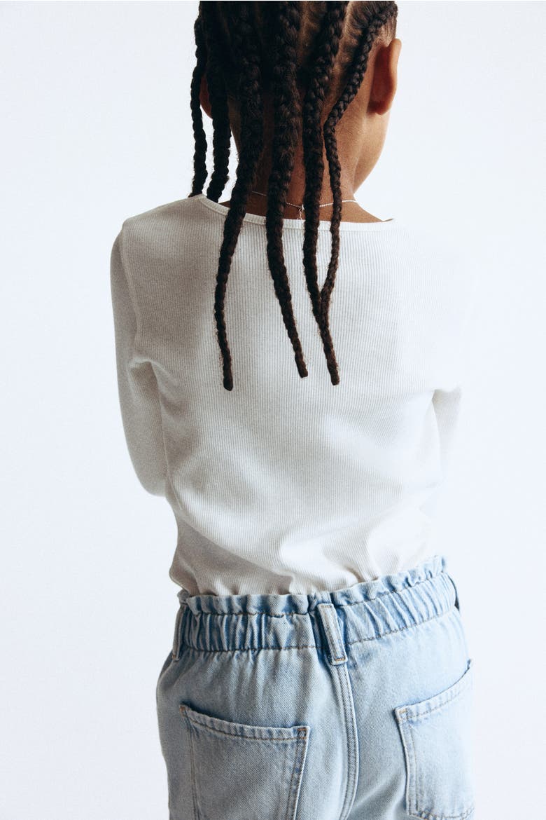 Relaxed Paper Bag Jeans, Alternate, color, Light denim blue