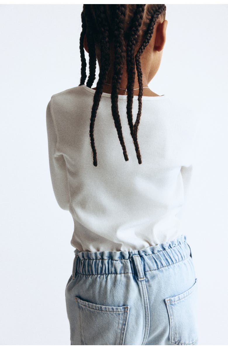 H&M Relaxed paper bag jeans, Alternate, color, Light Denim Blue