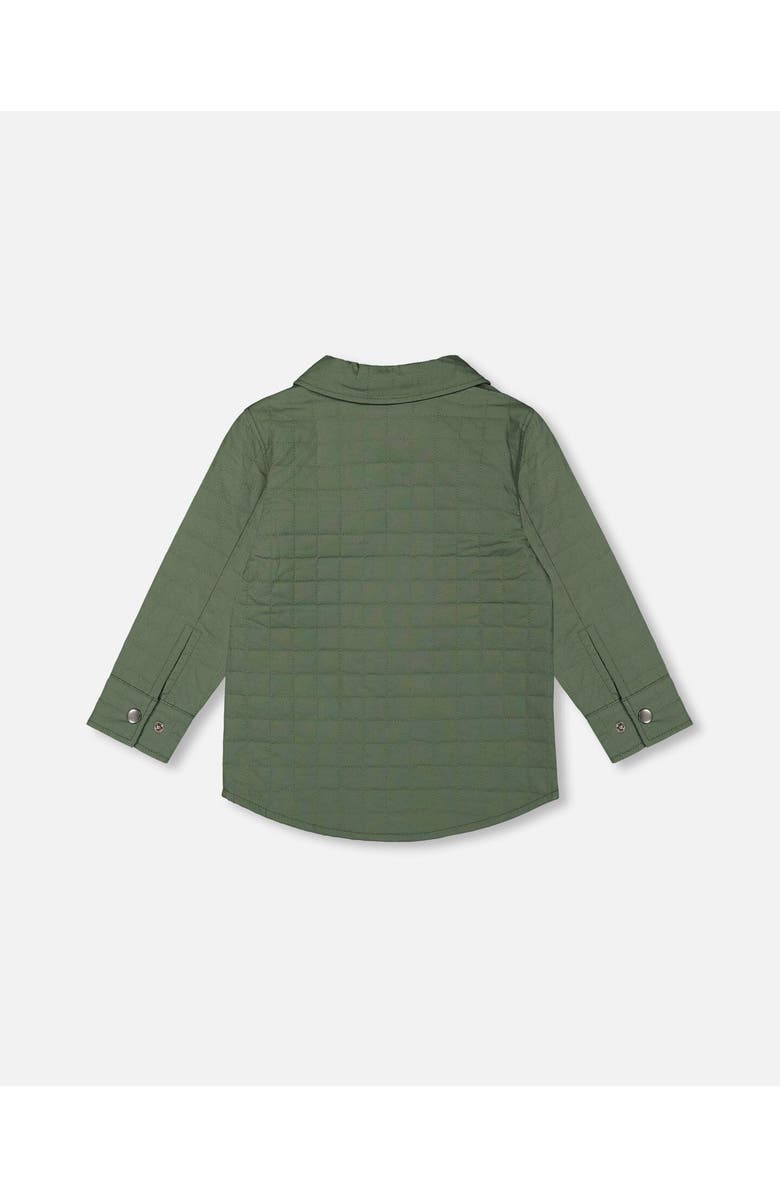 Deux par Deux Boy's Quilted Canvas Overshirt With Pockets Forest Green, Alternate, color,