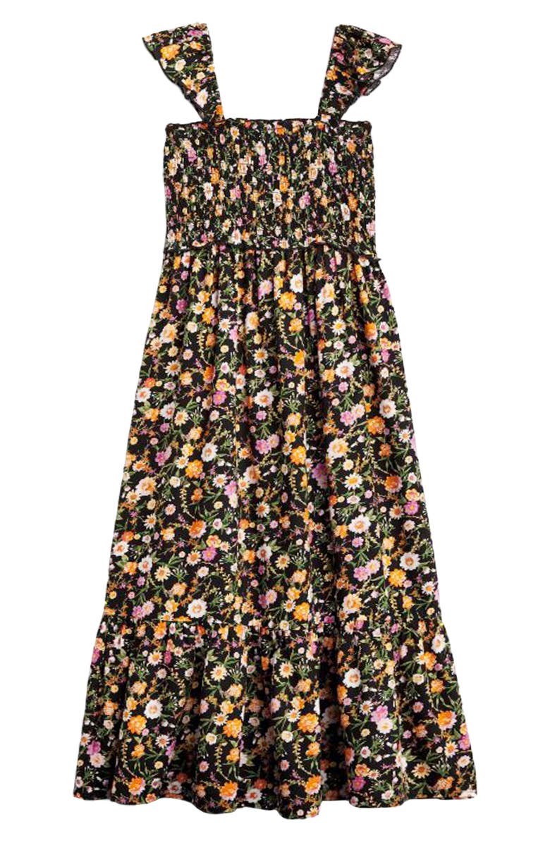 Zunie Kids' Challis Smocked Tiered Maxi Dress, Main, color, 