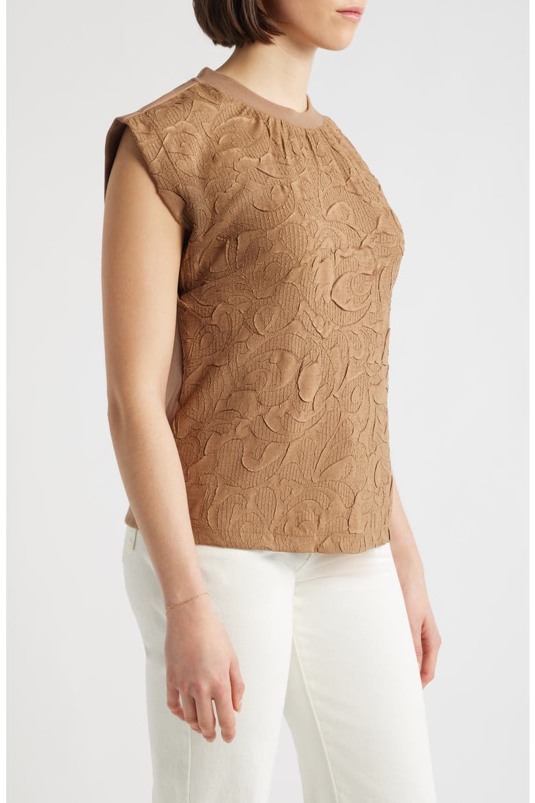 Mixed Media Crinkle Jacquard Top, Alternate, color, BUTTER TOFFEE