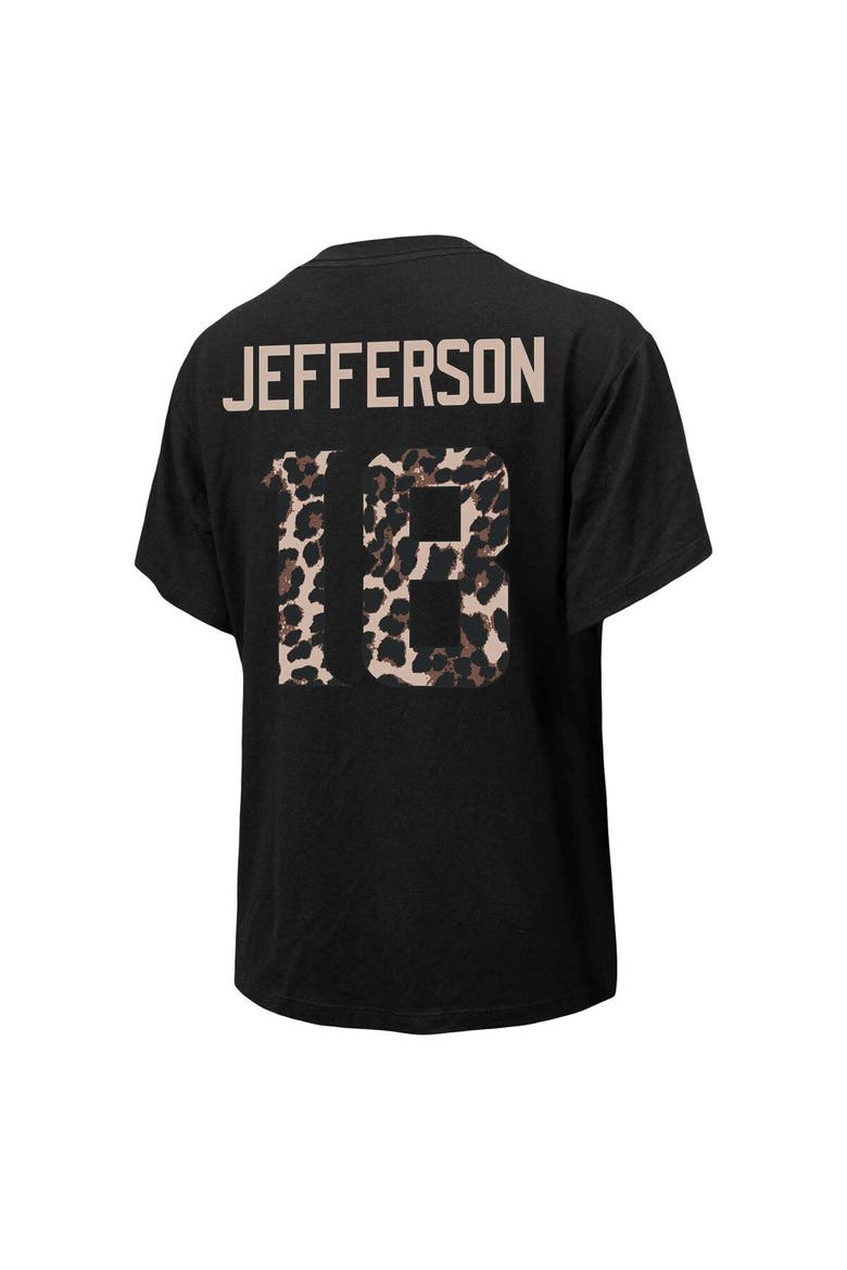 Women's Majestic Threads Justin Jefferson Black Minnesota Vikings Leopard Player Name & Number T-Shirt, Alternate, color, Black