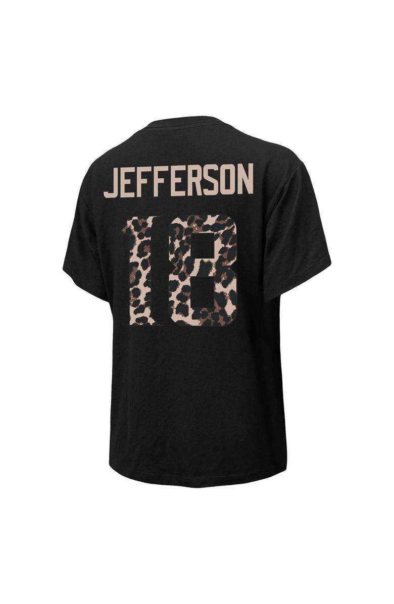 Majestic Threads Women's Majestic Threads Justin Jefferson Black Minnesota Vikings Leopard Player Name & Number T-Shirt, Alternate, color, Black