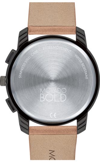 Bold Chronograph Leather Strap Watch, 42mm