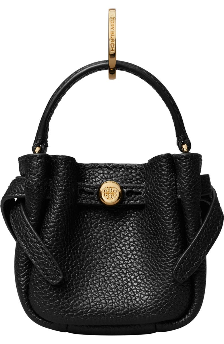 Tory Burch Romy Bucket Bag Charm, Main, color, Black