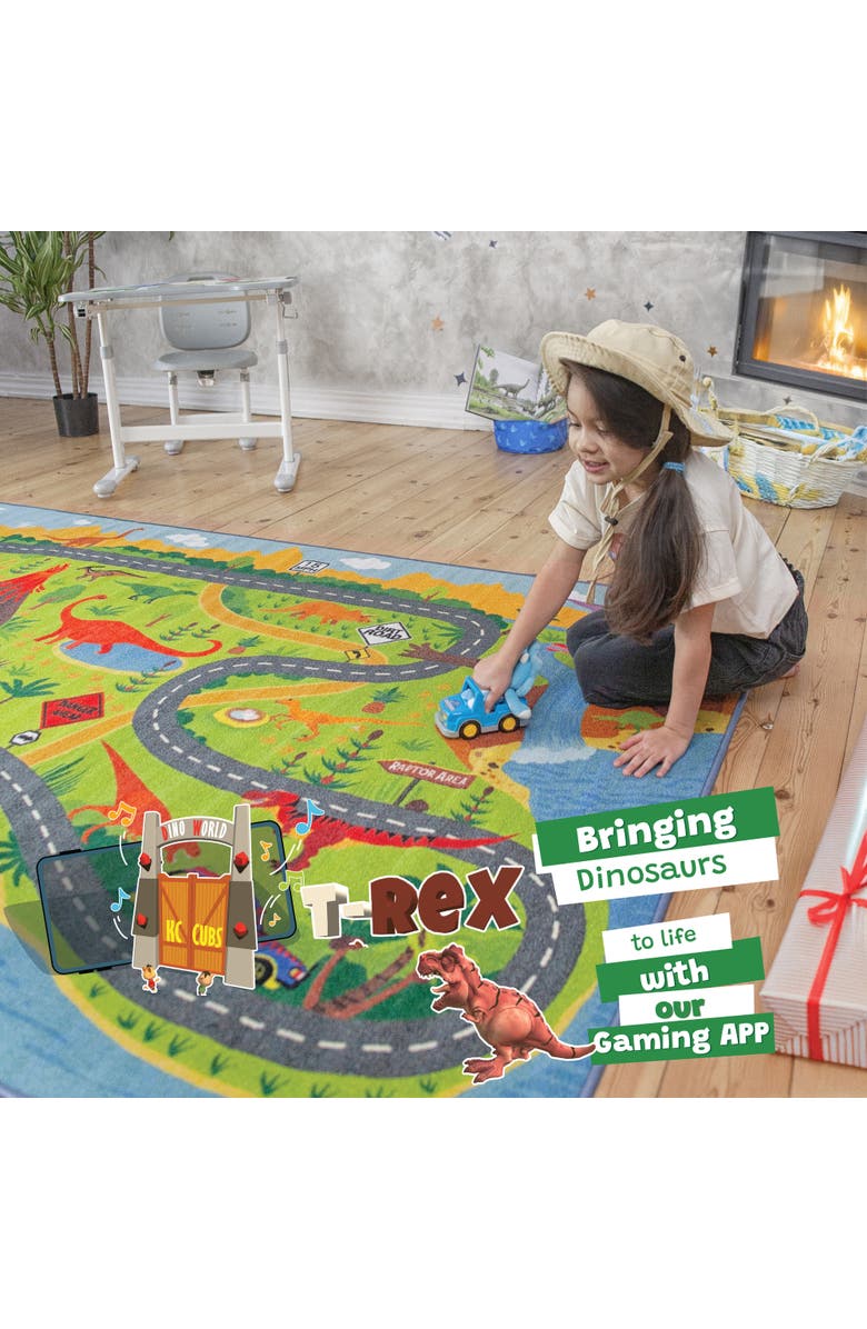 KC Cubs Educational Rug Dinosaur World Safari Road Map, 8 feet x 10 feet, Alternate, color, Multicolored