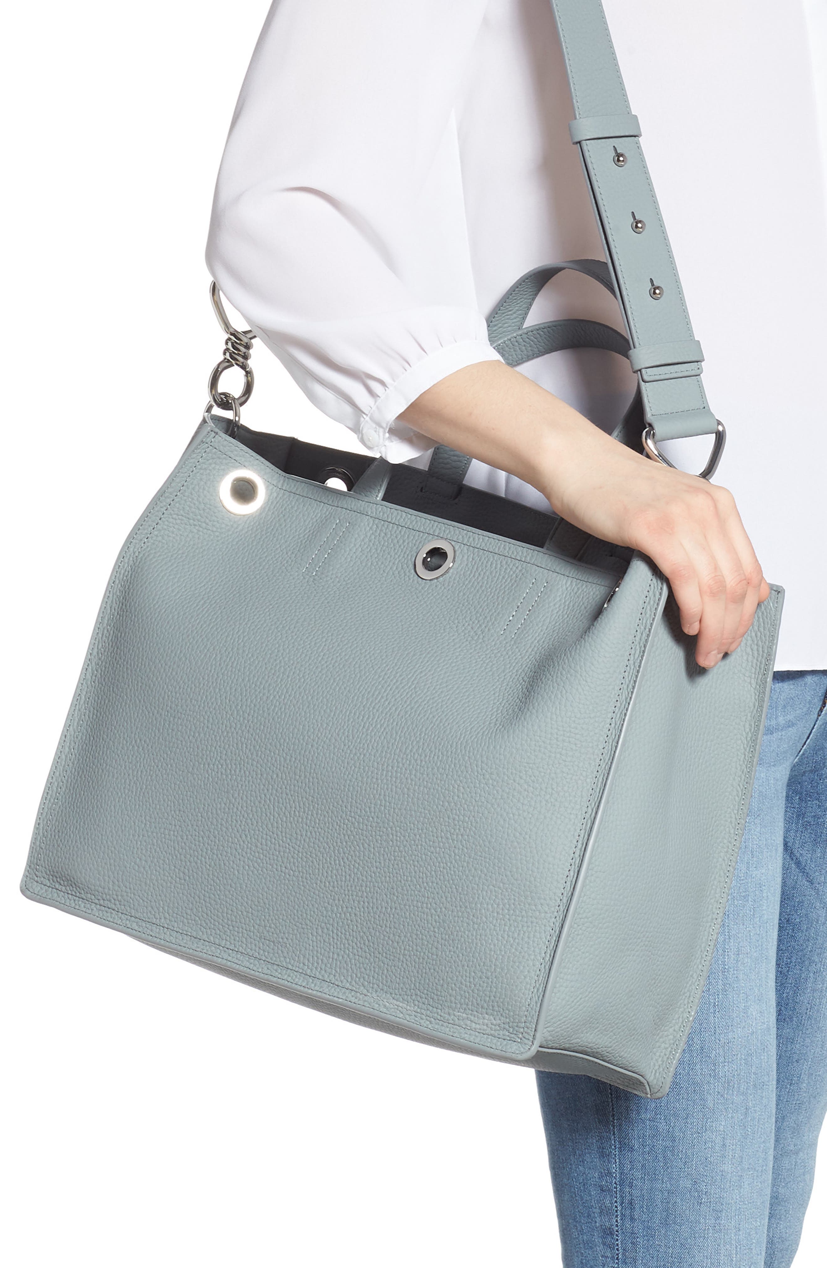 AllSaints Captain Leather Tote, Alternate, color, 