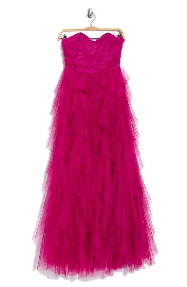 Chelsea28 Strapless Tiered Tulle Gown, Alternate, color, Pink Plumier