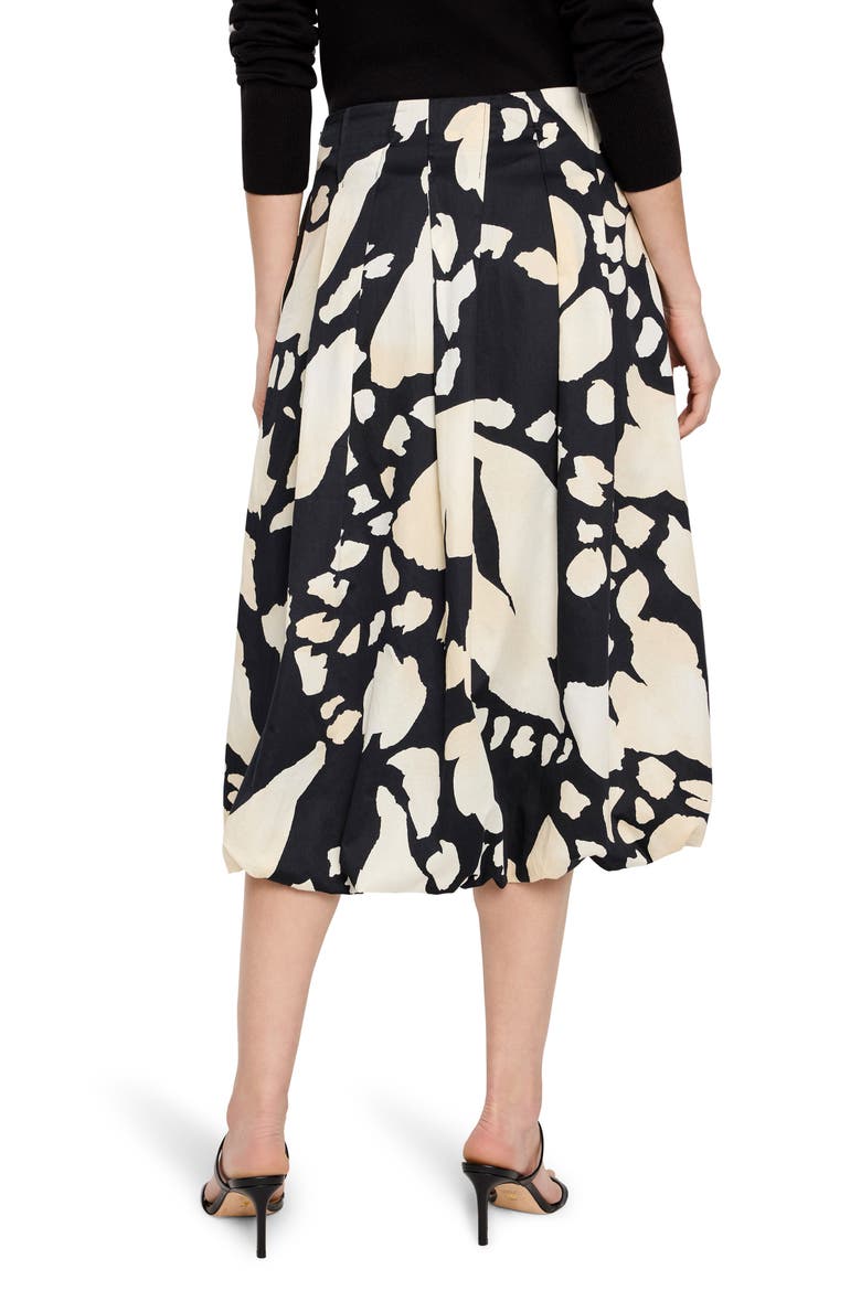 Evening Petal Bubble Hem Cotton Midi Skirt, Alternate, color, BLACK MULTI