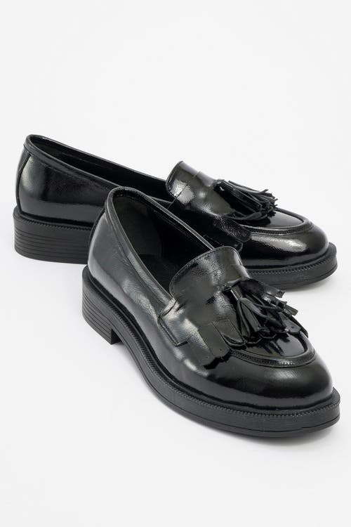 Forever & Always Shoes Milly Leather Tassel Loafer In Black Patent Leather