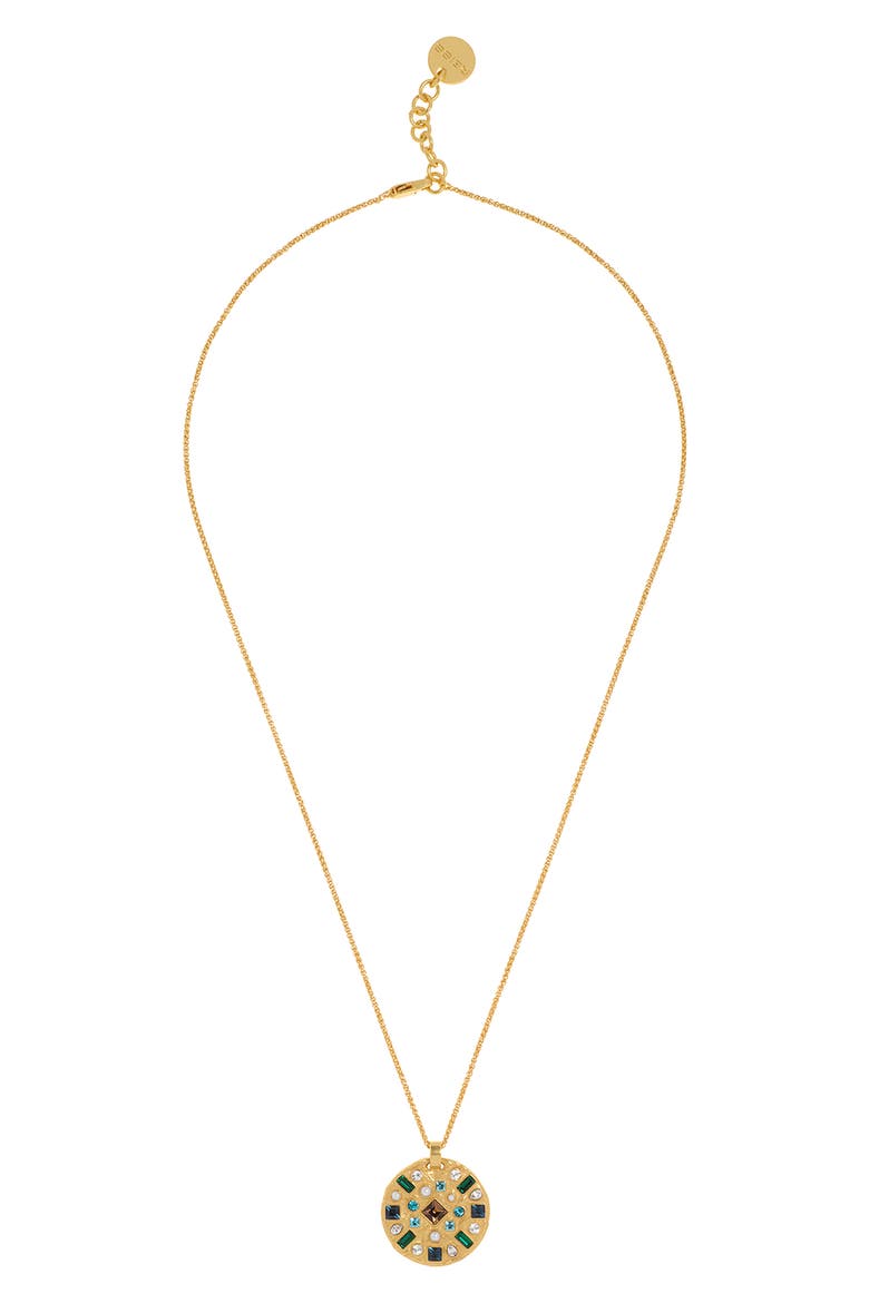 Skye Crystal Coin Pendant Necklace, Alternate, color, GOLD TONE/ MULTI CRYSTAL