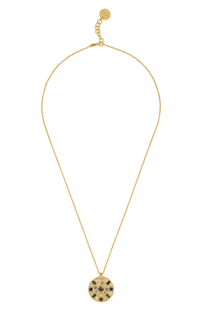 Reiss Skye Crystal Coin Pendant Necklace, Alternate, color, Gold Tone/ Multi Crystal