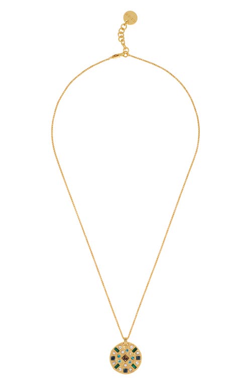 Reiss Skye Crystal Coin Pendant Necklace In Gold Tone/multi Crystal