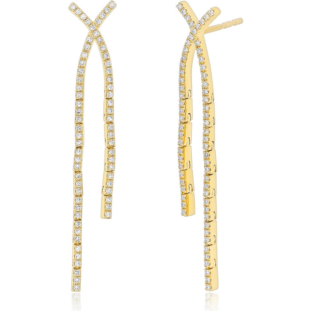 EF Collection Crisscross Diamond Drop Earrings in Yellow Gold  product