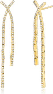 EF Collection Crisscross Diamond Drop Earrings