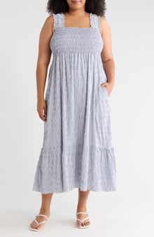 MAX STUDIO Smocked Bodice Tiered Sundress