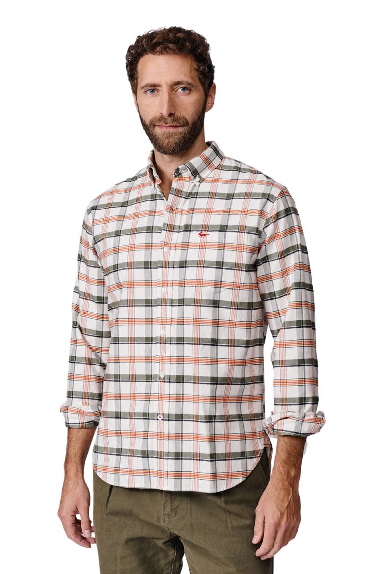 Merton Brushed Oxford Button Down Shirt, Main, color, Vintage White Check