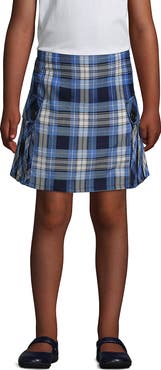 Lands' End Girls Plus Side Pleat Plaid Skort Above the Knee