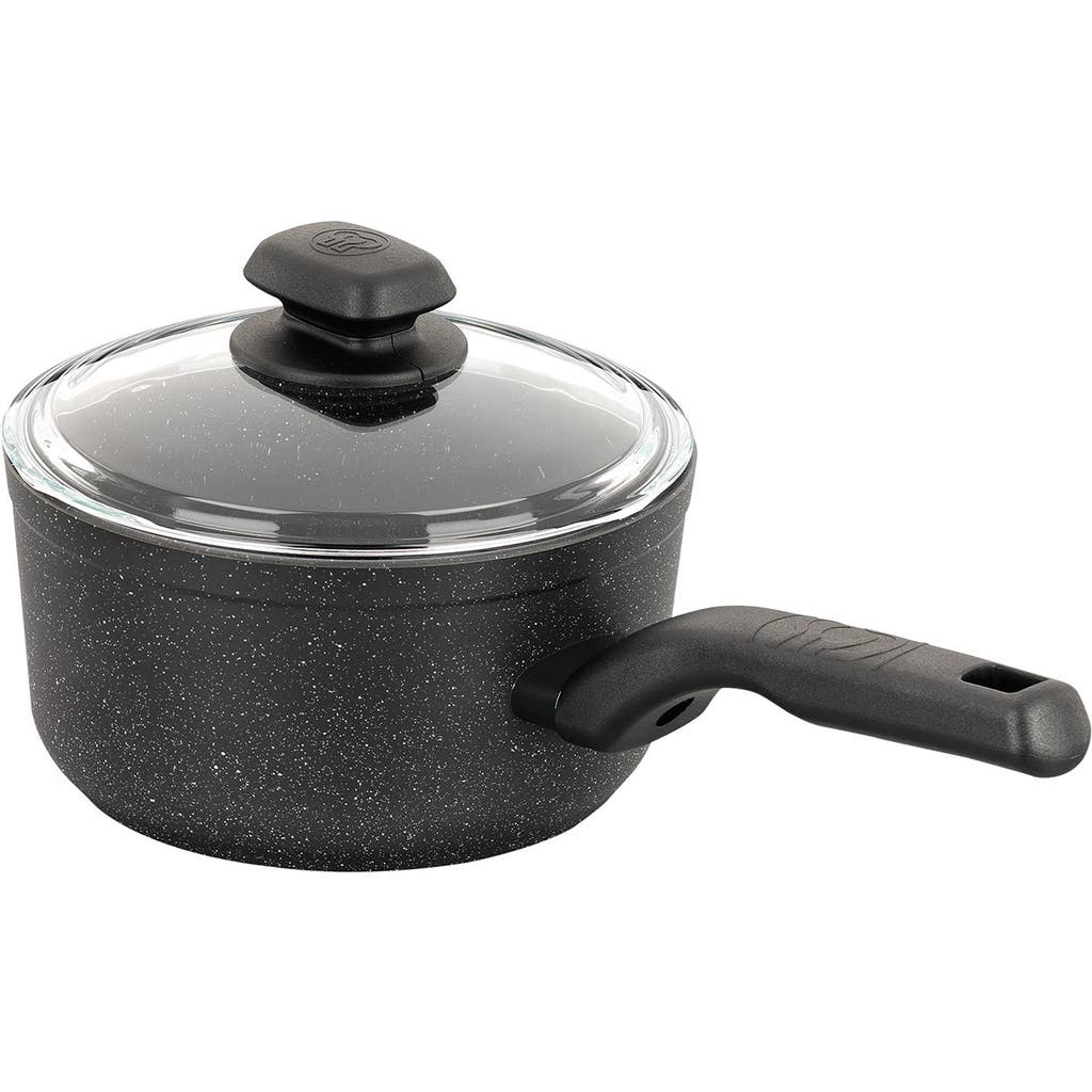 Korkmaz Ornella 2 Piece 2 Liter Quart Aluminum Nonstick Saucepan With Lid In Black