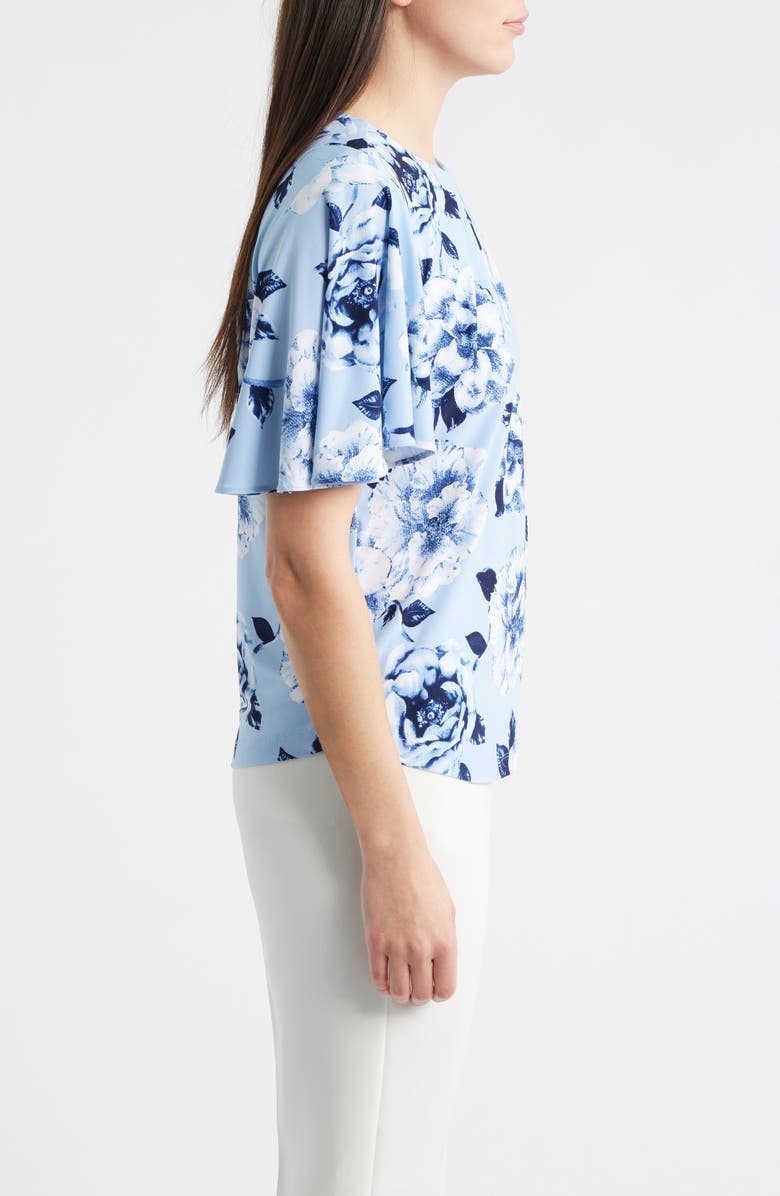 Anne Klein Pleated Flutter Sleeve Top, Alternate, color, Lakeshore Multi