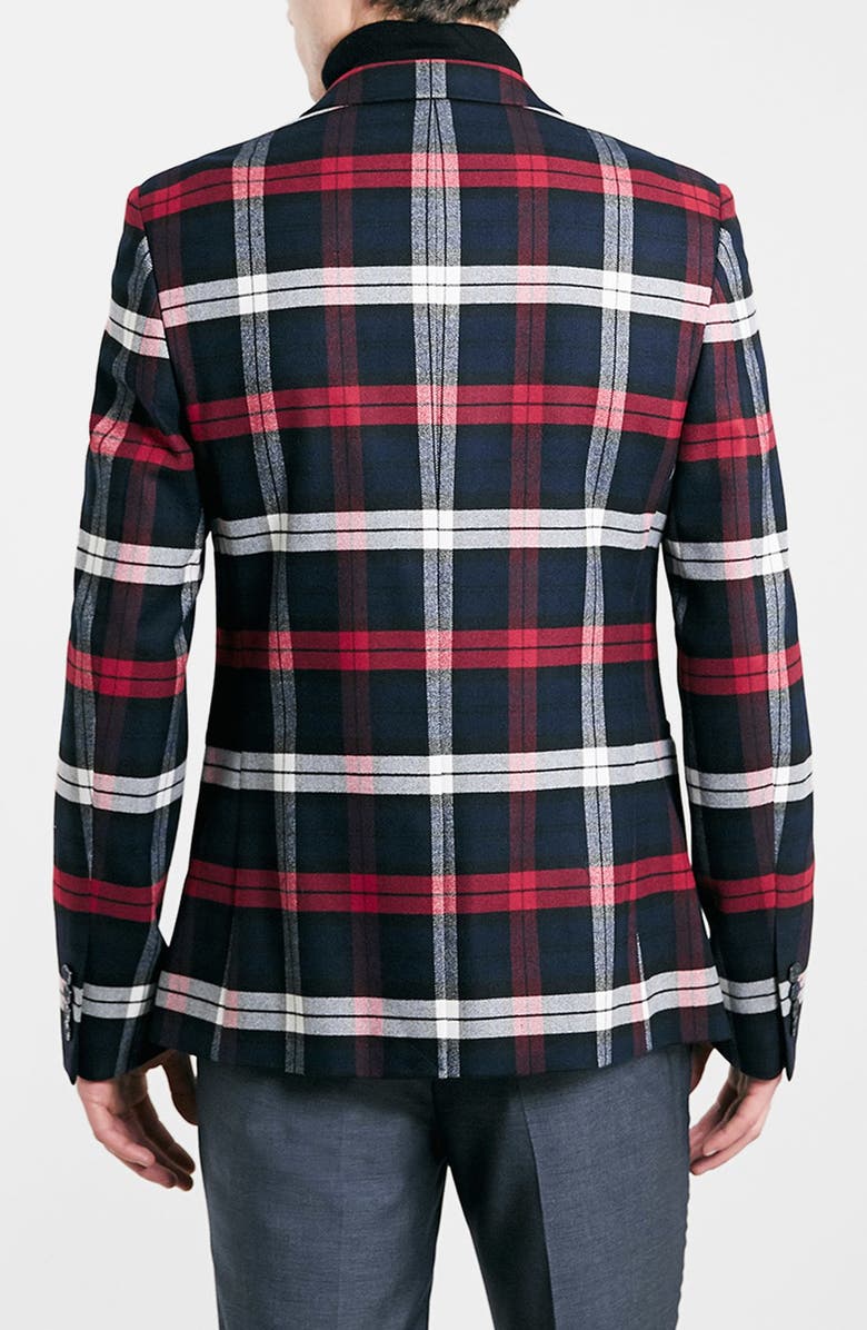 Topman Skinny Fit Tartan Check Blazer, Alternate, color, 