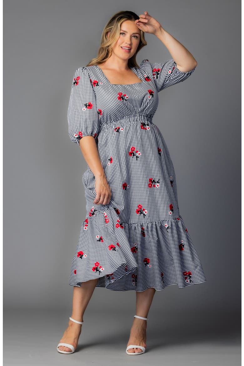 Bailey Square Neck Maxi Dress, Alternate, color, GINGHAM AND FLORALS