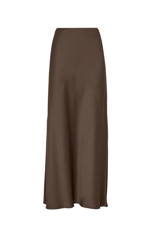 Brunello Cucinelli Cady Satin Fluid Bias-cut Skirt In Cocoa