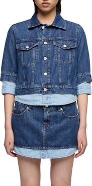 7 For All Mankind Double Layer Denim Trucker Jacket