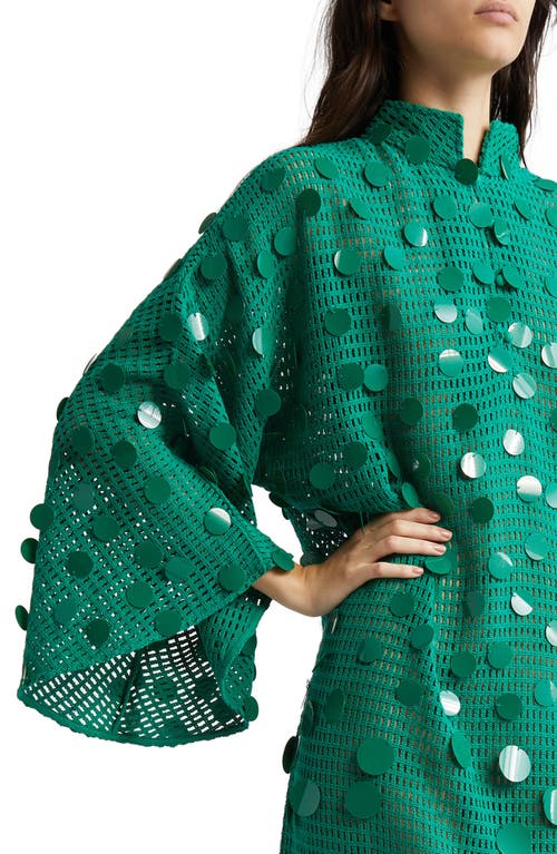 La Vie Style House Net Bangle Cover-up Maxi Caftan In Green